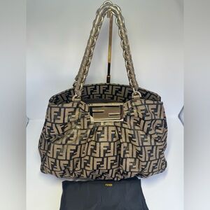 Authentic Fendi Large Mia Zucca Shoulder Bag